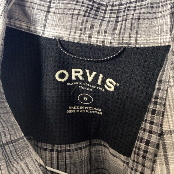 2 bundle lot Orvis button up shirts men small blue black - Picture 4 of 11